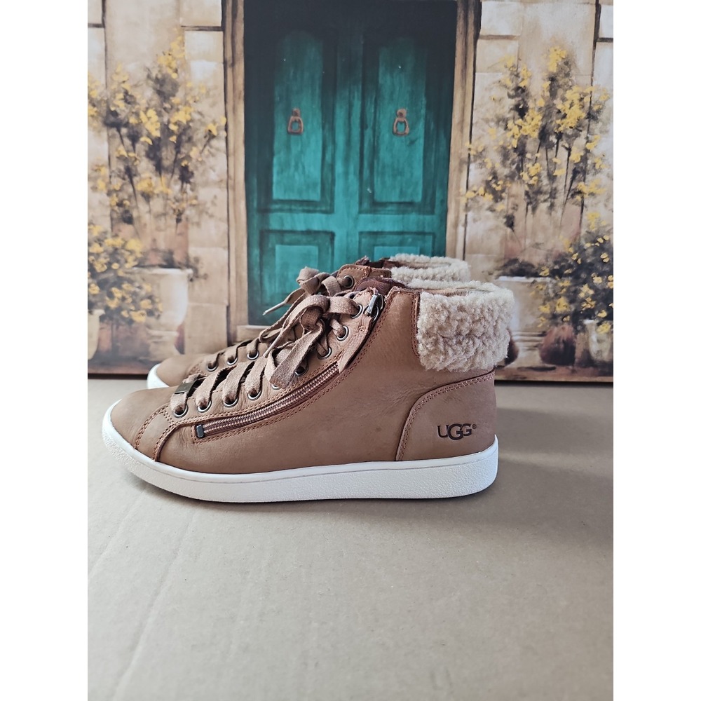 UGG Womens Brown  C1019716 Chestnut Leather High Top Lace Up Sneaker Shoes Sz 8